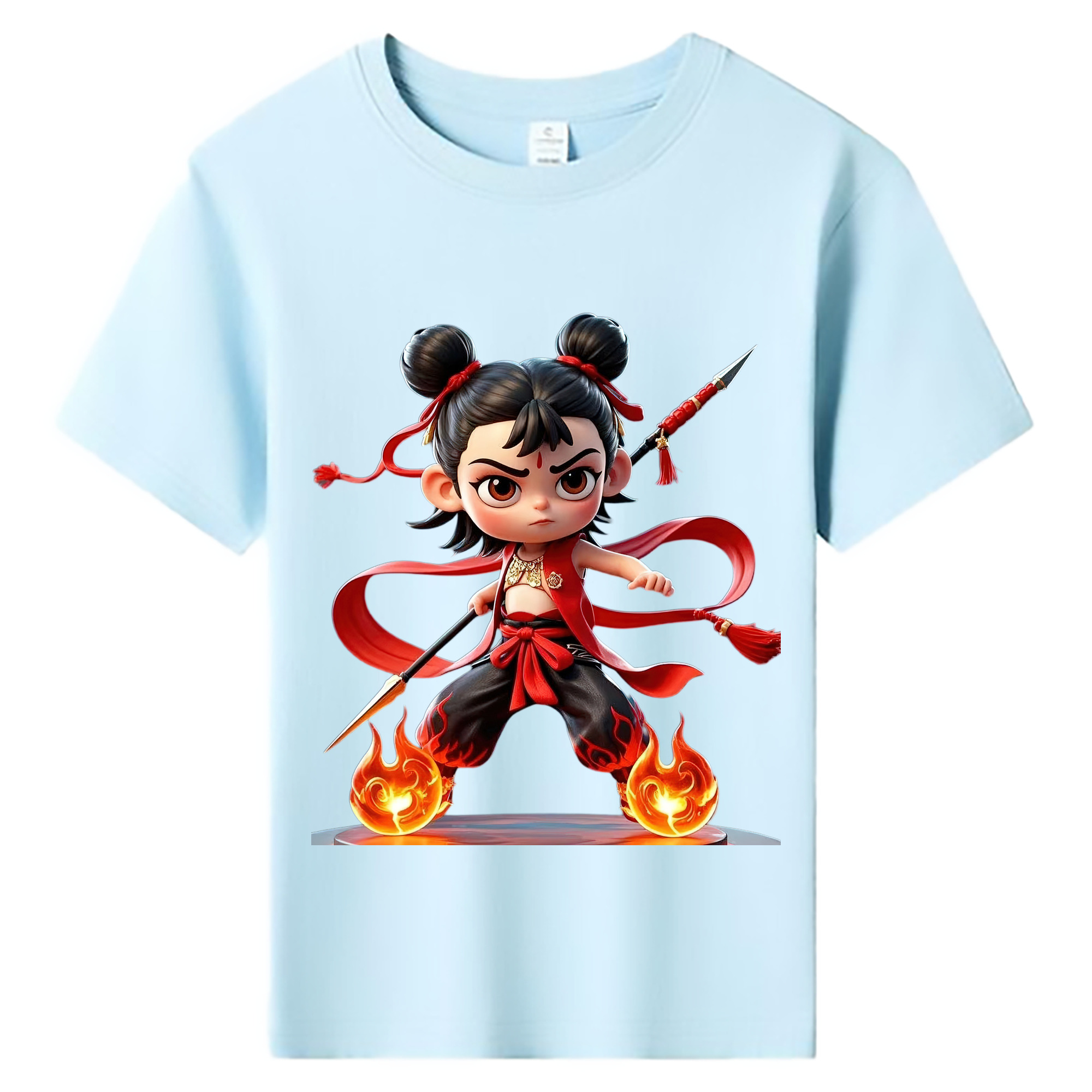 （画像用） Ne Zha 2 ナタ 魔童の大暴れ 綿100％キッズTシャツ（フロントプリント）